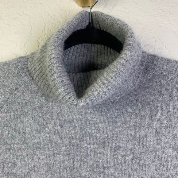 41 HAWTHORNE Sweater Porella Small Gray Cashmere Ribbed Turtle Neck High Low Hem - Picture 3 of 12